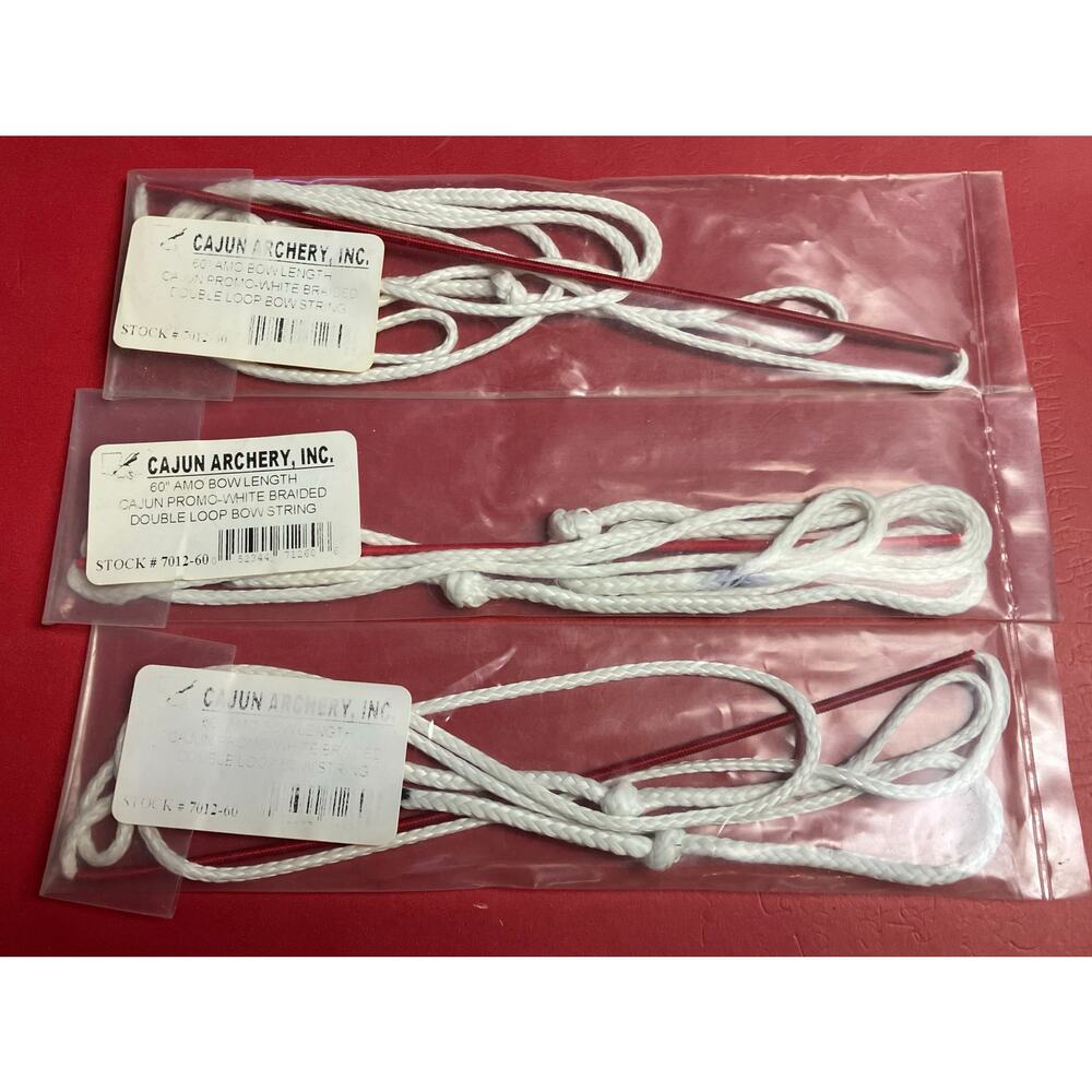 Cajun Archery 60” White Braided Double Loop Bow String 3 Packs